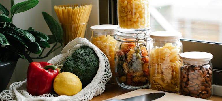 Food items in the kitchen.