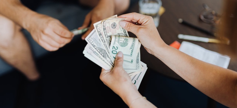 A person counting money.