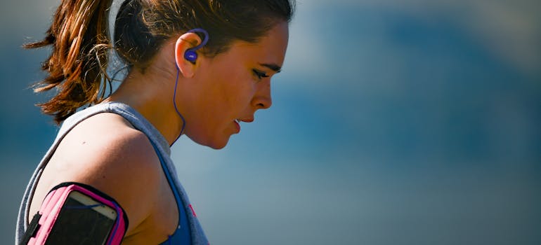 A woman running.