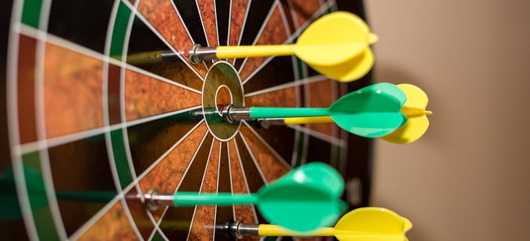 Darts and a board.