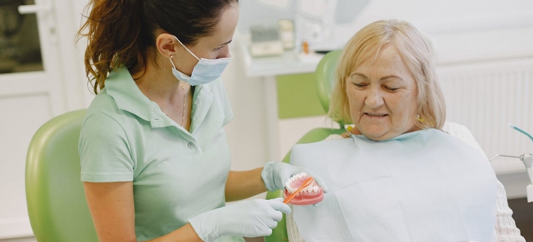 elderly woman at dentist