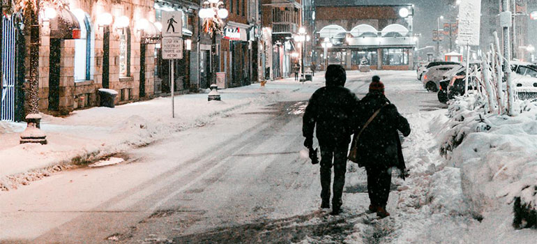 couple on a snowy street
