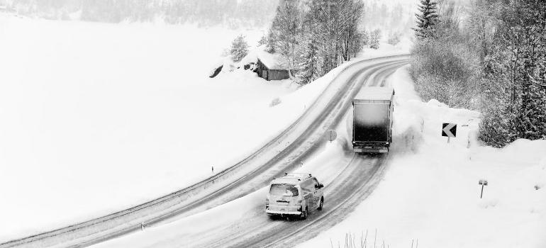 truck on the snow
