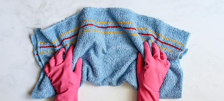 cleaning with a towel