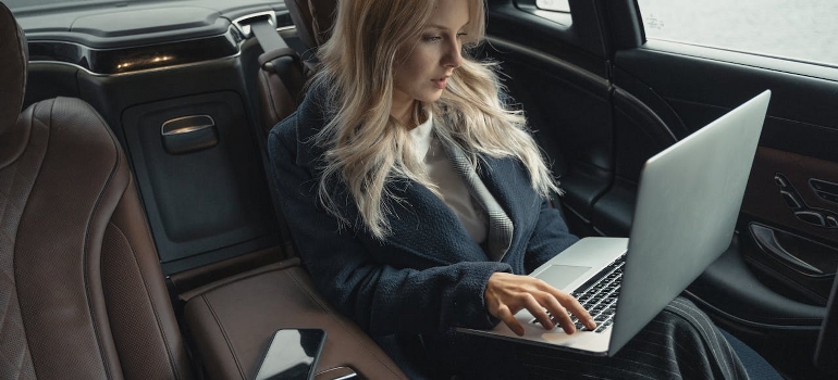 woman in a car