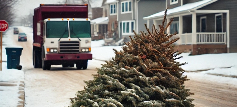 old tree waiting for waste truck