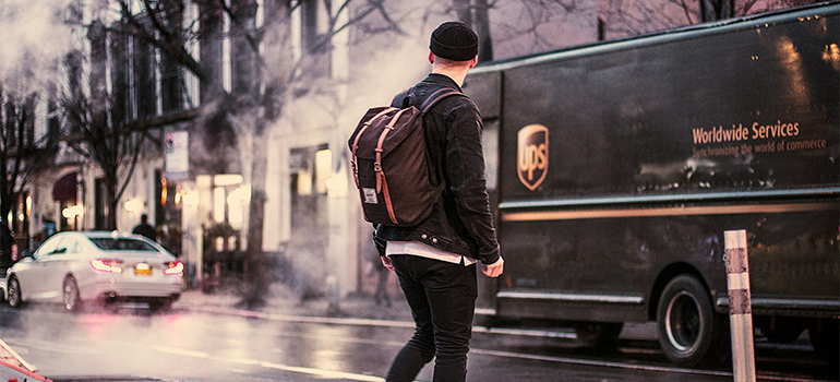 man and UPS truck
