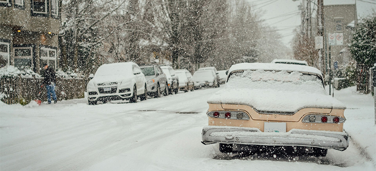 snowy street in Canada